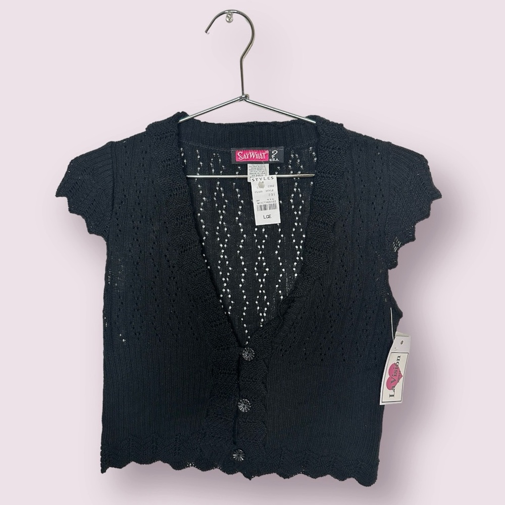 Y2K deadstock SAY WHAT knit cardigan style top